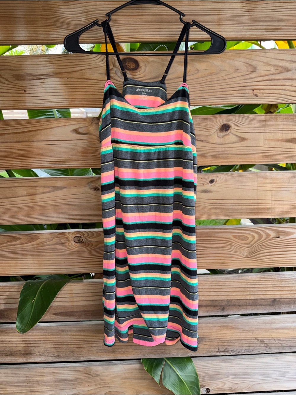 Y2K Xhilaration Striped Spaghetti Strap Mini Dress in Black, Pink, Coral, Mint